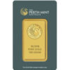 Zlatý investiční slitek Australské společnosti Perth Mint 100g Velikost: 47 x 27 x 5 mm Materiál: AU 999,9/1000 Váha: 100,00 gramů Země původu: Austrálie Rafinér: Perth Mint