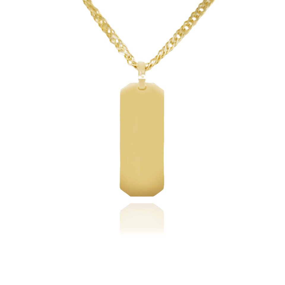 Minimalistický náhrdelník ze žlutého zlata s obdélníkovou destičkou